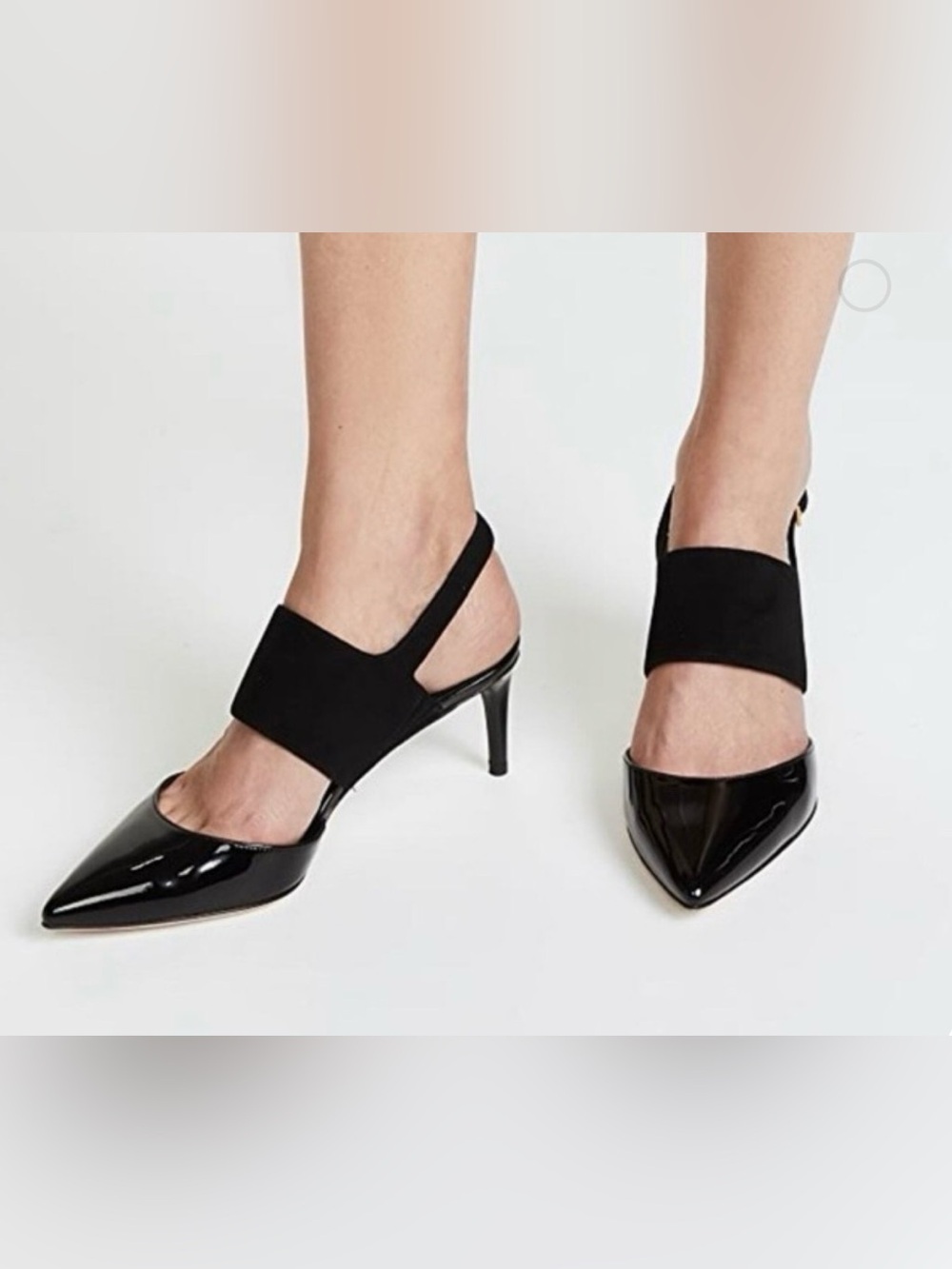 Tory Burch Ashton Slingback Pumps 7.5M Suede & Patent Leather Pointed Toe kitten